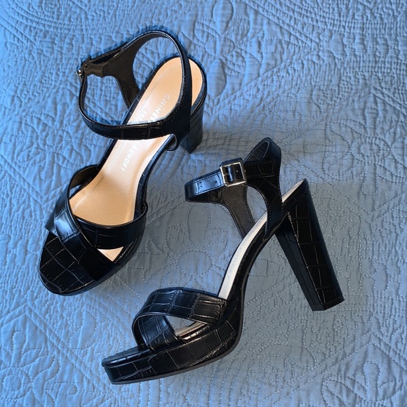 Chinese Laundry Black Strappy Crocodile Sandals Shoe‎ Size 9.5 - Picture 2 of 14